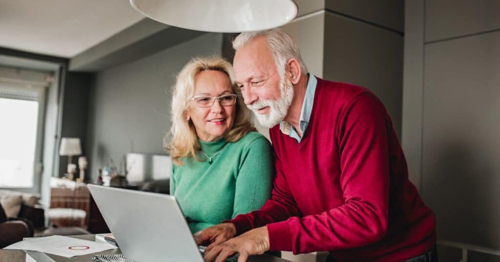 old couple planning budget