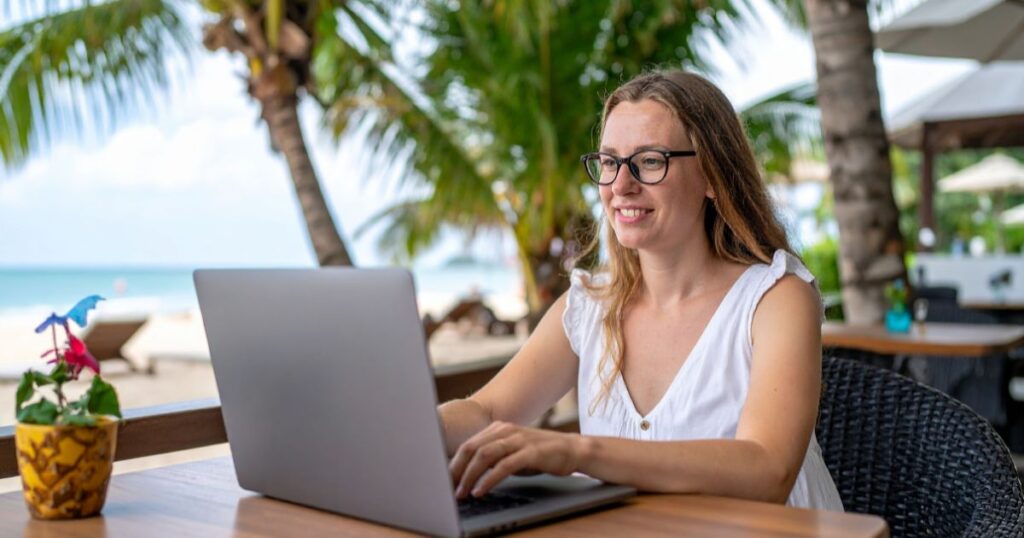 woman at workcation